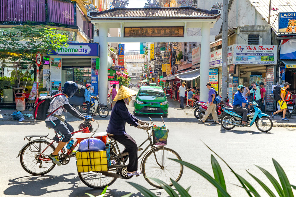 Ho Chi Minh City, Vietnam street view of Pham Ngu Lao street,the backpacker district of Saigon.