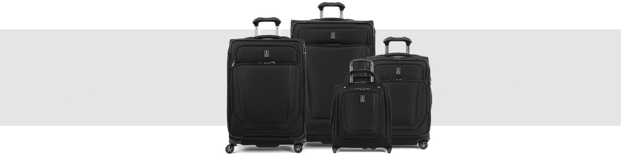 Crew Versapack soft sided luggage including large & medium check-ins, carry-on spinner, & underseat baggage.